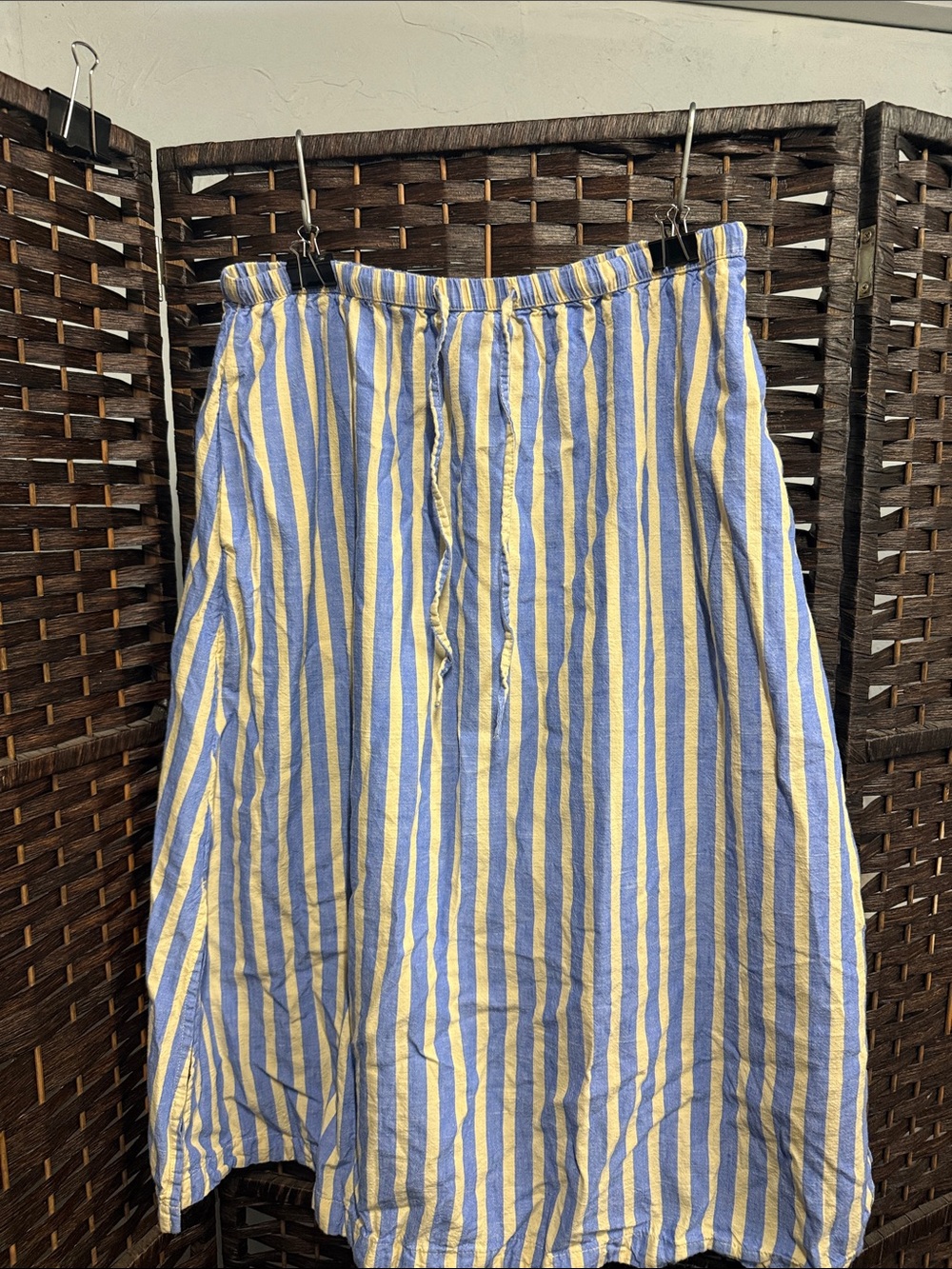 Universal Thread Blue and Yellow Striped Midi Skirt #121